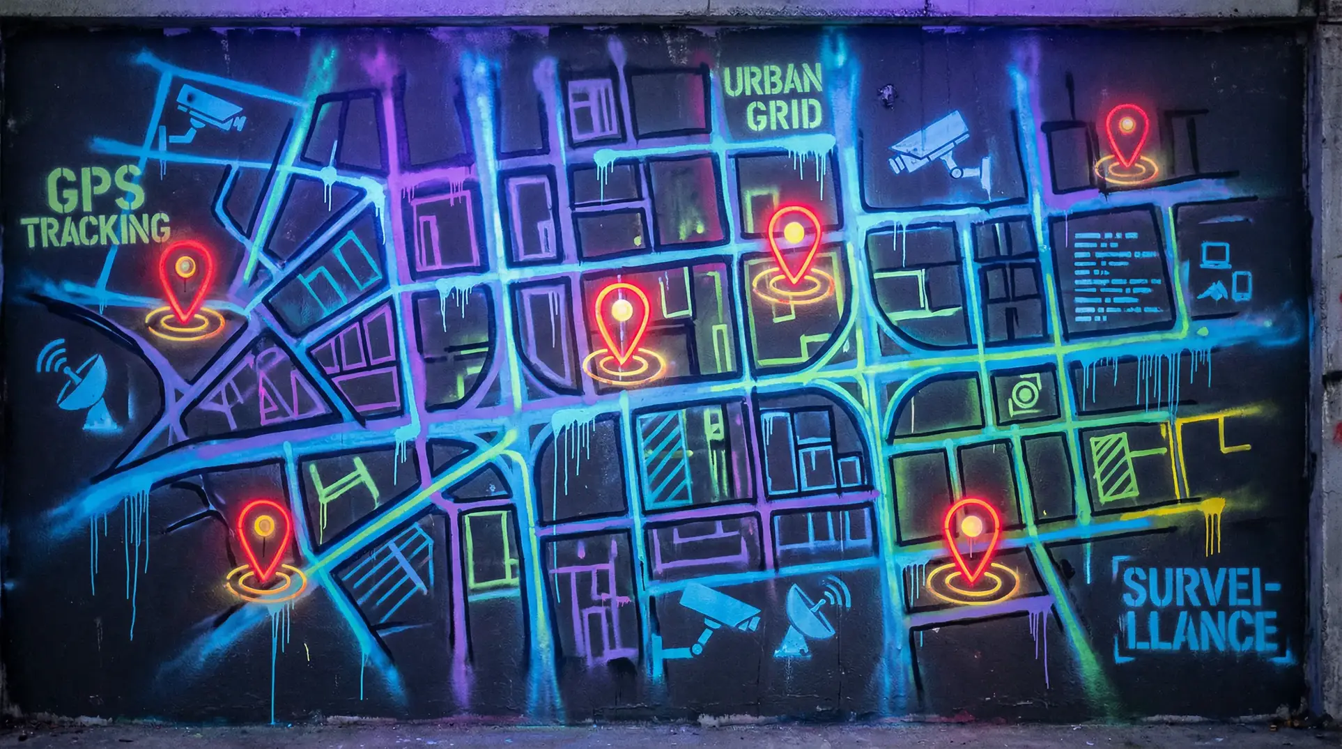 快播电影理论片 狗仔追踪地图 - 城市涂鸦风格